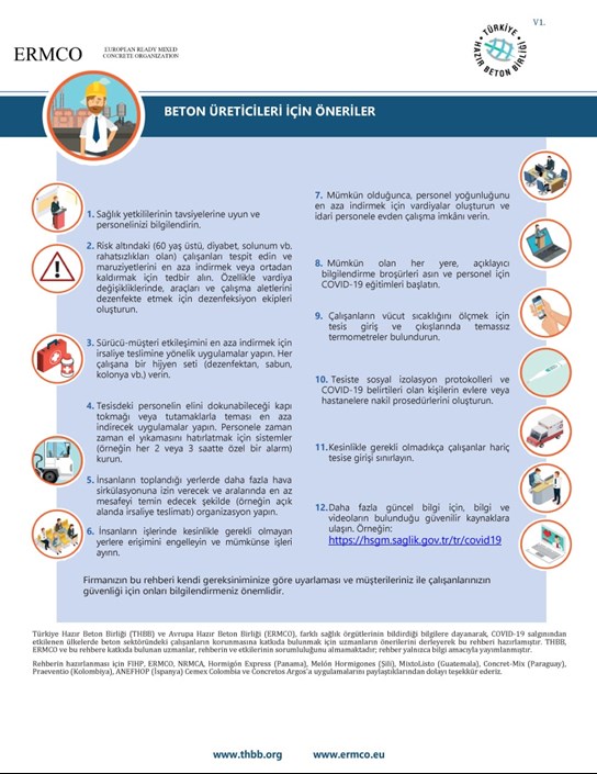 Hazır Beton Sektörü için COVID-19 Salgını Korunma Rehberi